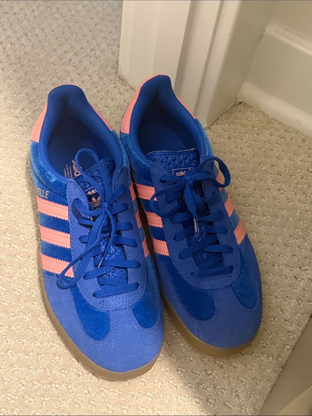 adidas Gazelle Women's Blue Sneakers with Pink Stripes